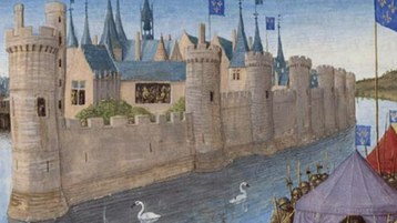 Bild: Grandes Chroniques de France, Paris im 8. Jahrhundert, enluminées par Jean Fouquet